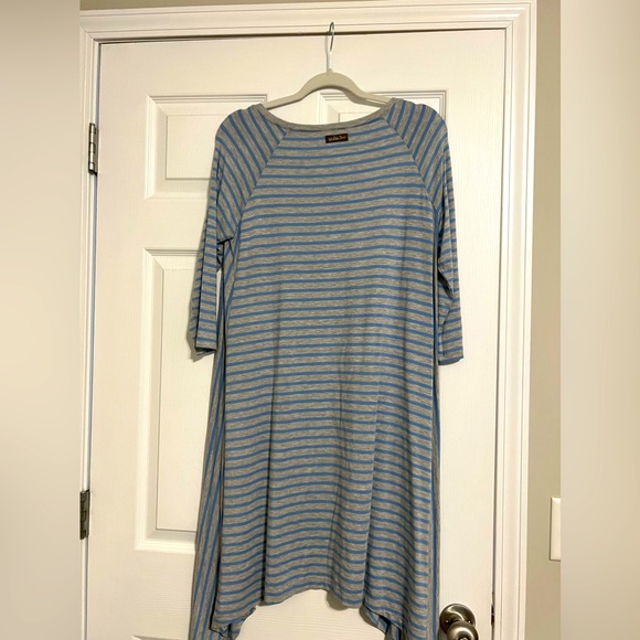 Matilda Jane Grey and Blue Stripes Dress! - Picture 1 of 4